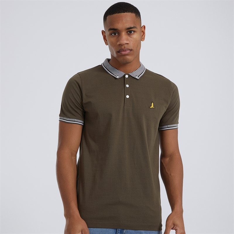 Brave Soul Mens Story Polo Shirt Khaki
