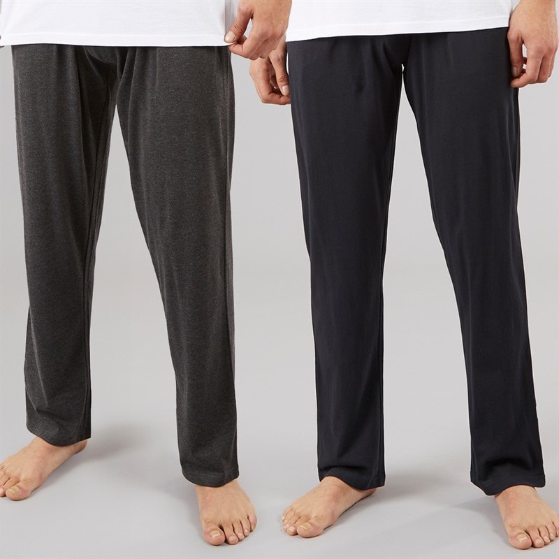 Brave Soul Mens EMB Two Pack Lounge Pants Navy/Charcoal Marl