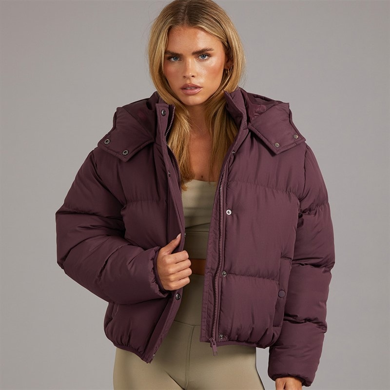 Brave Soul Womens Bunny Short Puffer Jacket Cherry Laquer