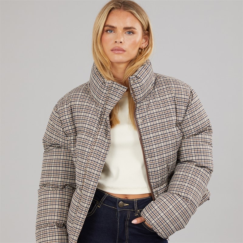 Brave Soul Womens Riva Check Heritage Puffer Jacket Multi