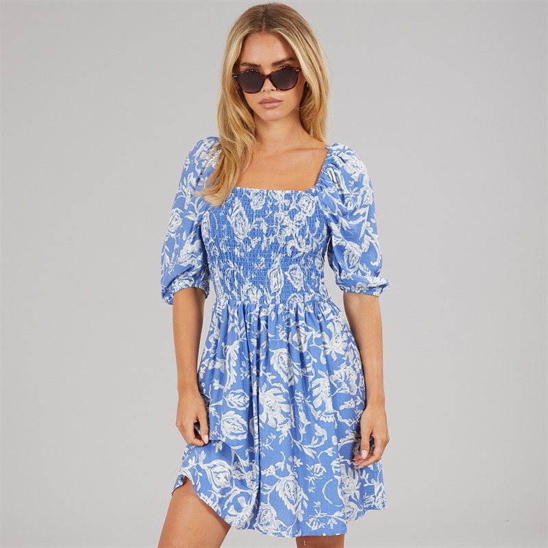 Brave Soul Womens Lainey Mini Dress Blue/White