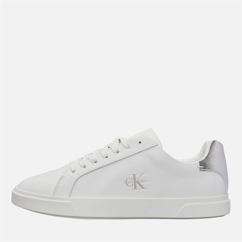 Calvin Klein Womens Low Profile Cuspole Trainers Bright White/Silver