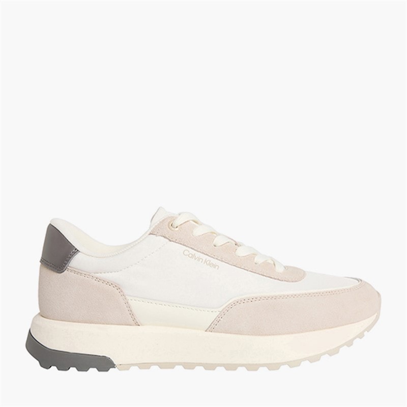 Calvin Klein Mens City Runner Trainers Feather Gray/Marshmallow/Granite