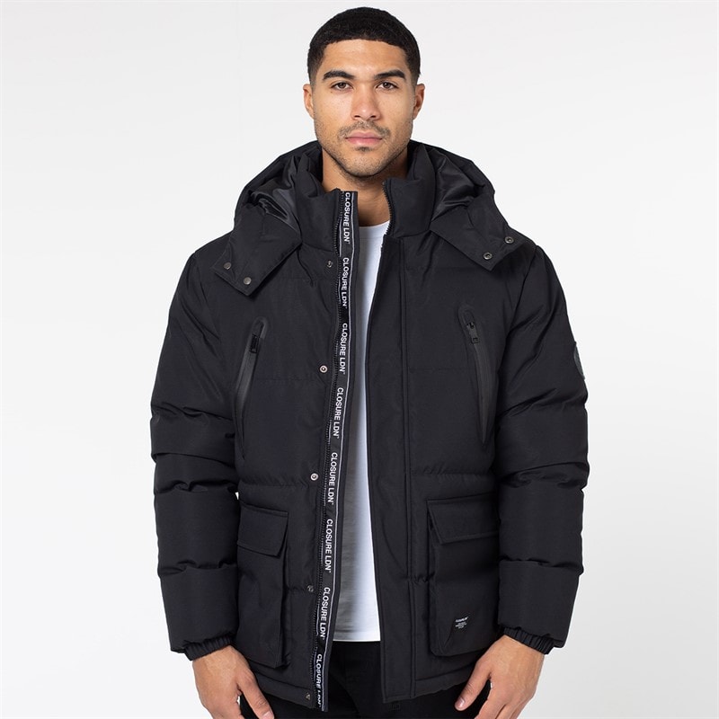 Closure London Mens Longline Expedition Jacket Black