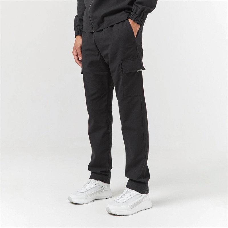 Closure London Mens Smart Open Hem Utility Trousers Black