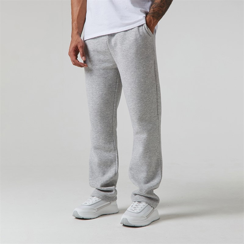 Closure London Mens Relaxed Open Hem Joggers Light Grey Marl
