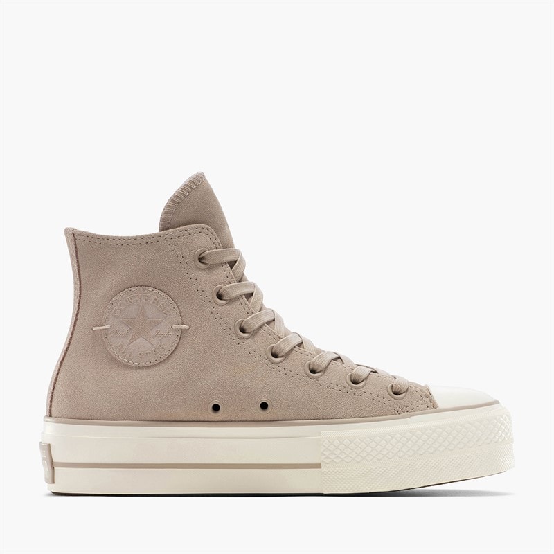 Converse Womens Chuck Taylor All Star Hi Lift Platform Suede Trainers Papyrus/Papyrus/Egret