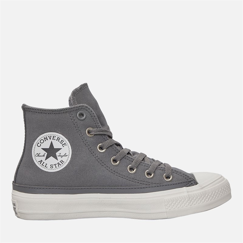 Converse Chuck Taylor All Star Hi Double Lace Trainers Sharkskin/Vintage White