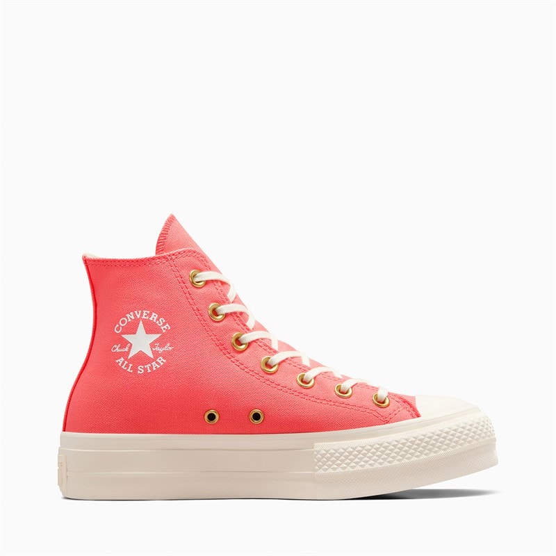 Converse Womens Chuck Taylor All Star Hi Lift Platform Trainers Watermelon Slushy/Egret/White