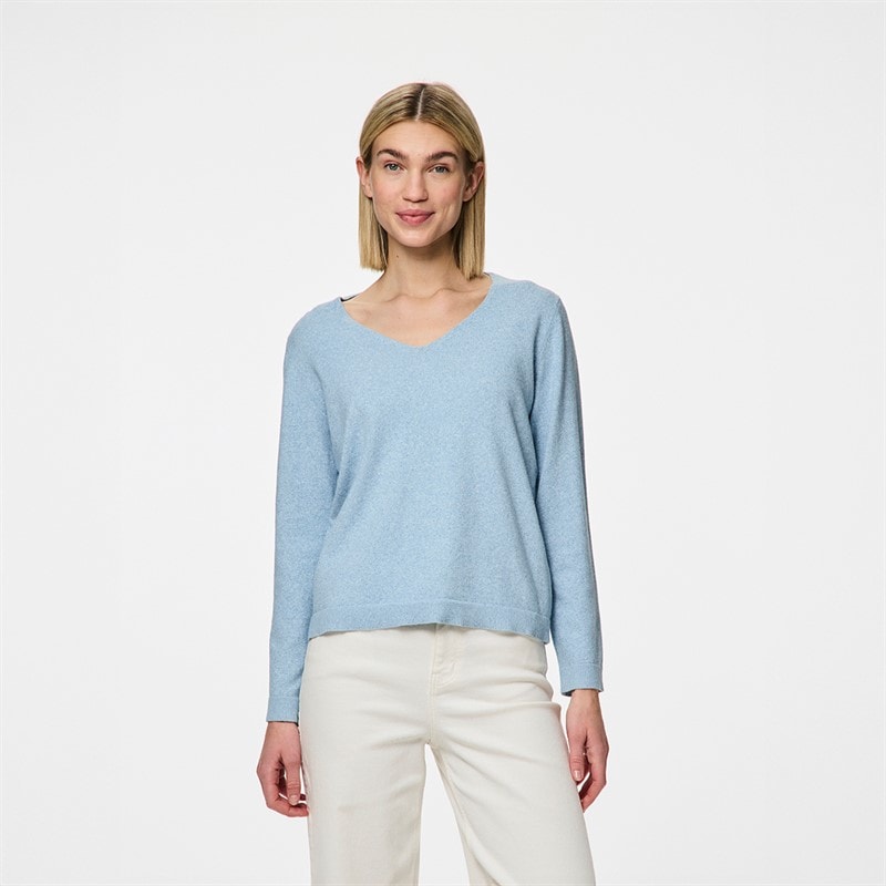 Pieces Womens Bree V-Neck Jumper Cashmere Blue