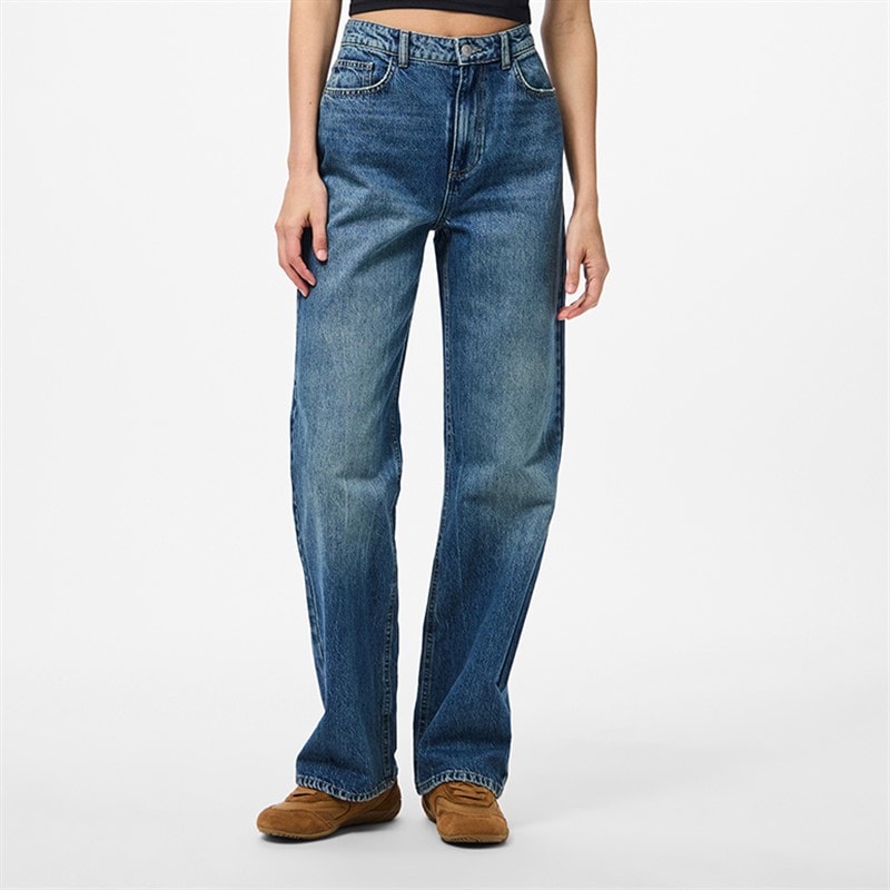 Pieces Womens Kate Straight Leg Jeans Medium Blue Denim