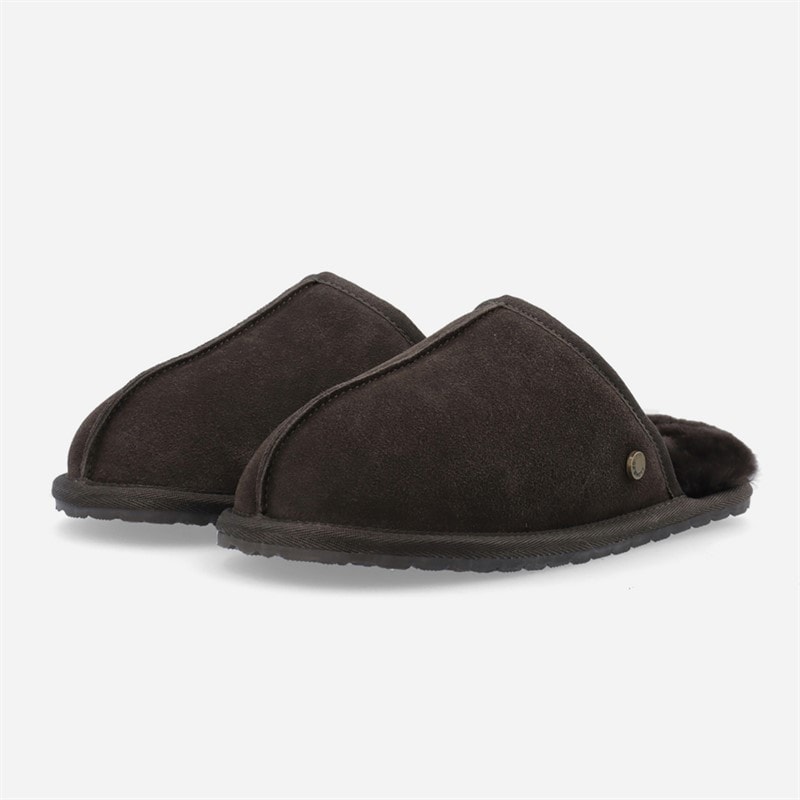 Ca'Shott Womens Caslynn Home Suede Slippers Dark Brown