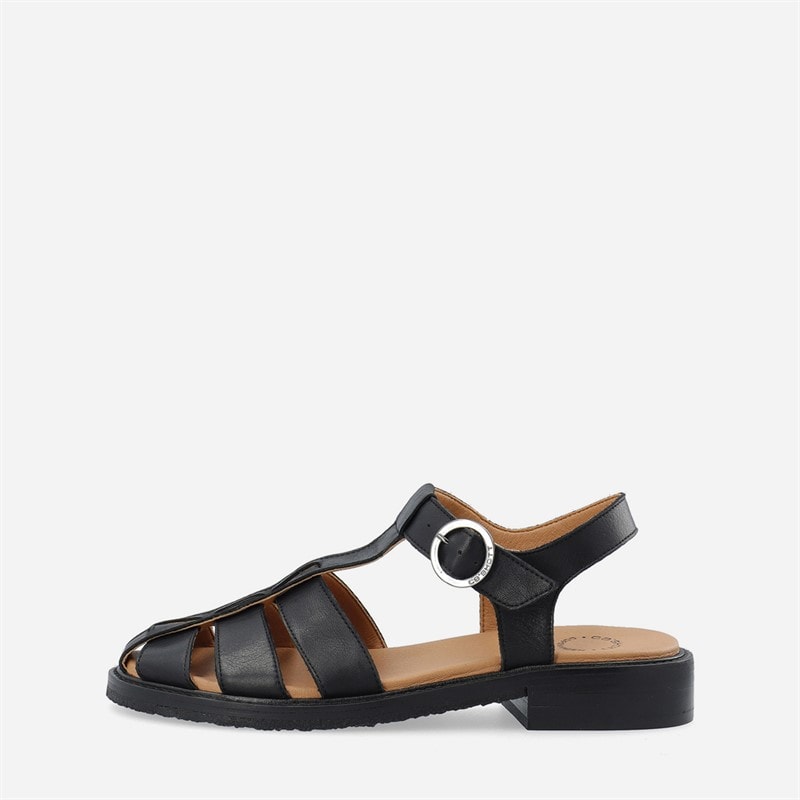 Ca'Shott Womens Casgrace Leather Fisherman Sandals Black