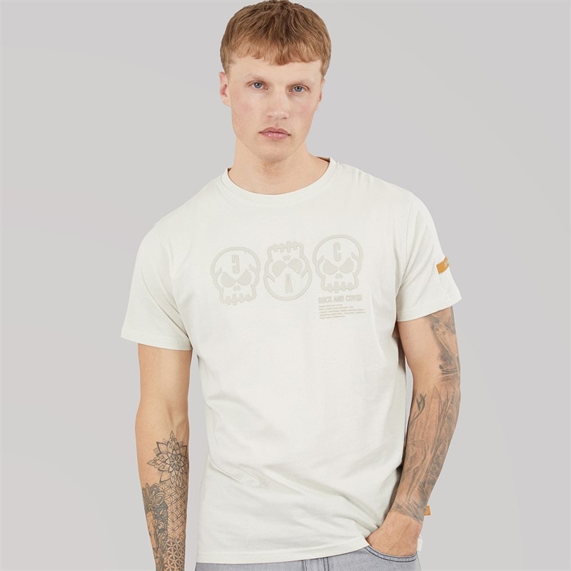Duck and Cover Mens Deltamans Carbon T-Shirt Light Stone
