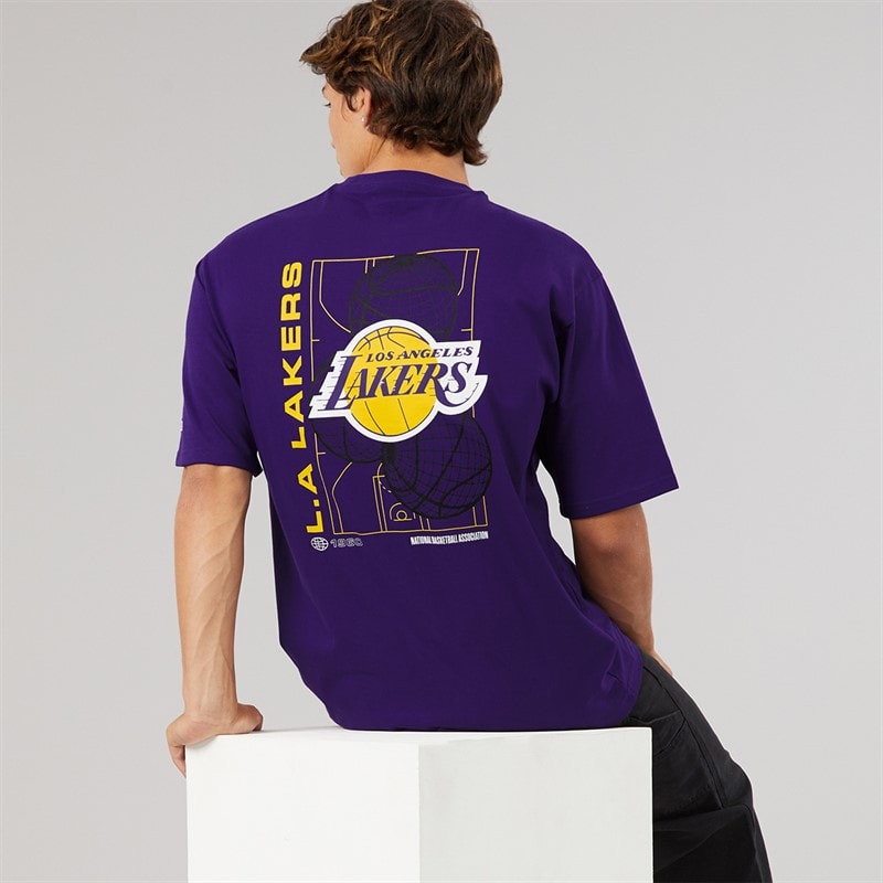 New Era Mens NBA Graphic Los Angeles Lakers T-Shirt Trp