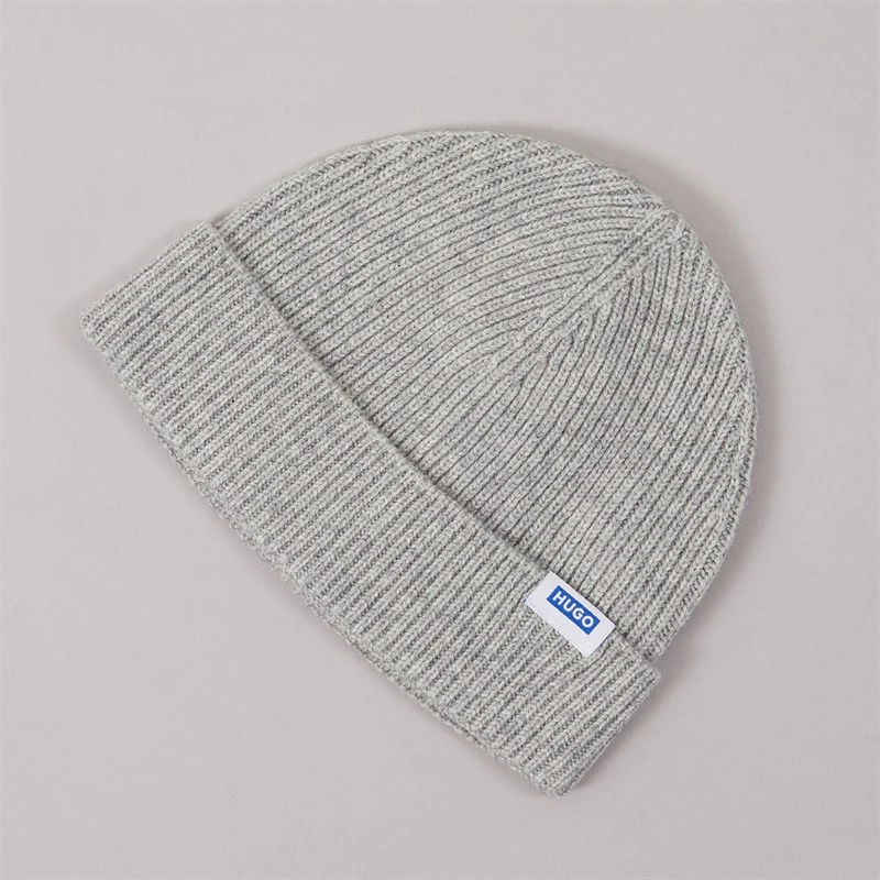 HUGO Mens Xiav Beanie Open Grey