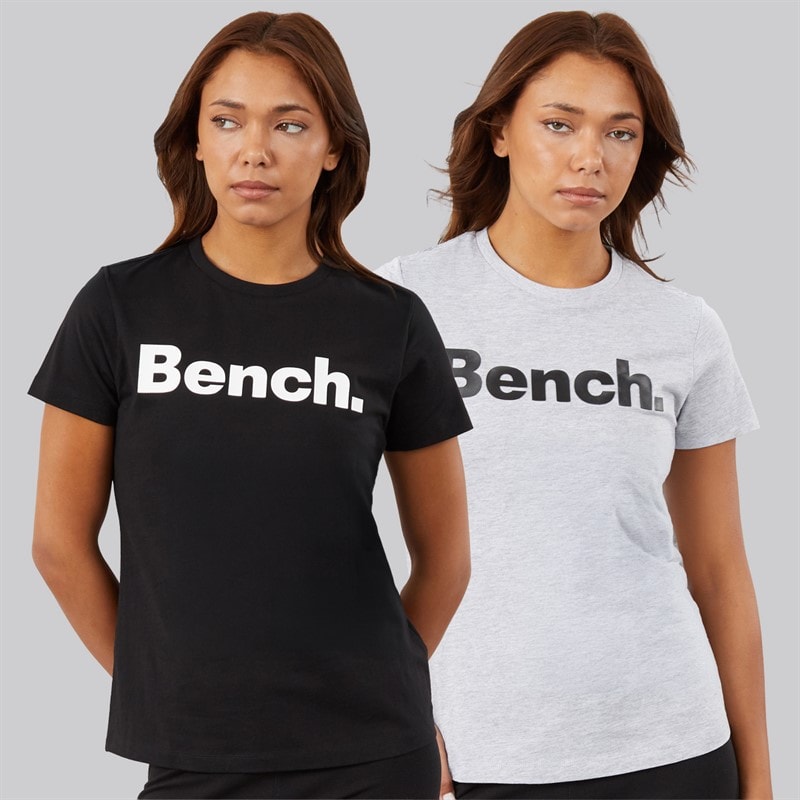 Bench Womens Grammen Two Pack T-Shirts Black/Grey Marl