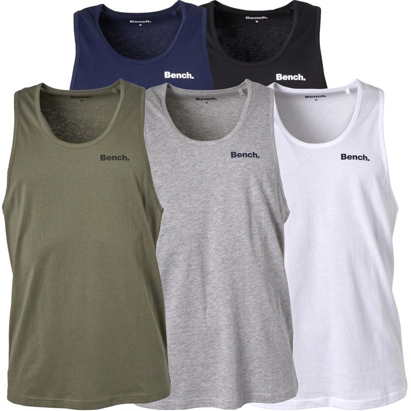 Bench Mens Kirwan Five Pack Vests Black/White/Khaki/Grey Marl/Navy