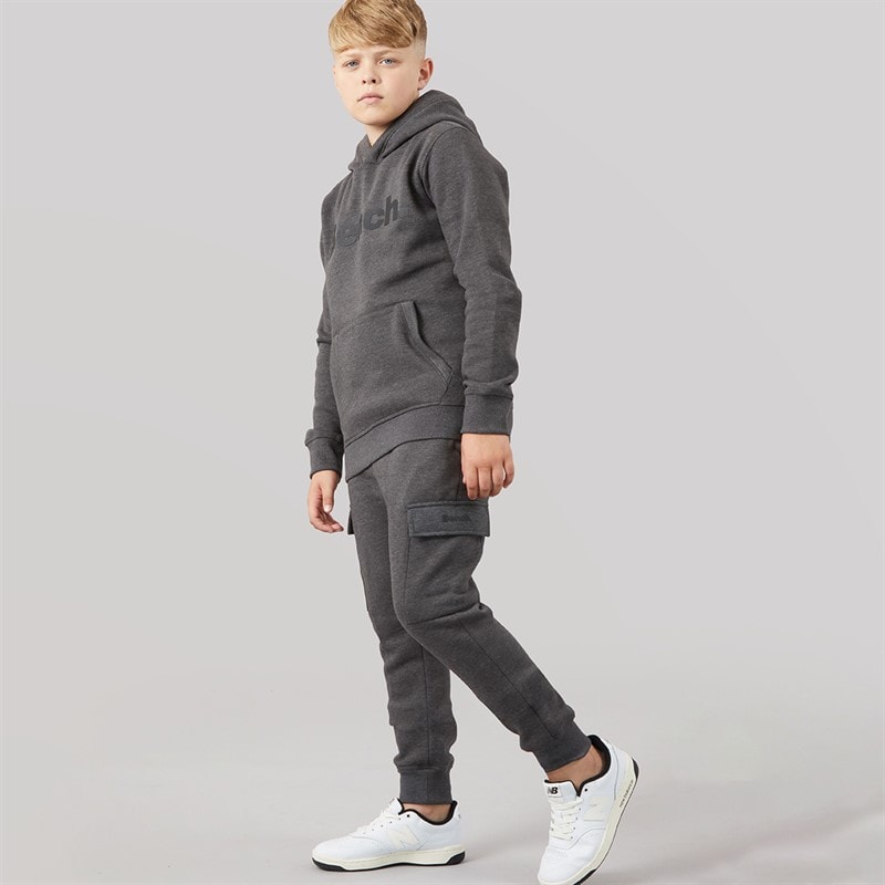 Bench Boys Fargo Fleece Cargo Tracksuit Charcoal