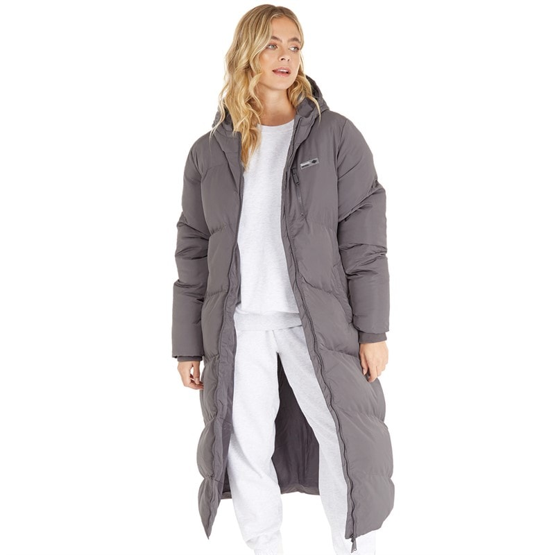 Bench Womens Eloraina Long Hooded Puffer Coat Charcoal