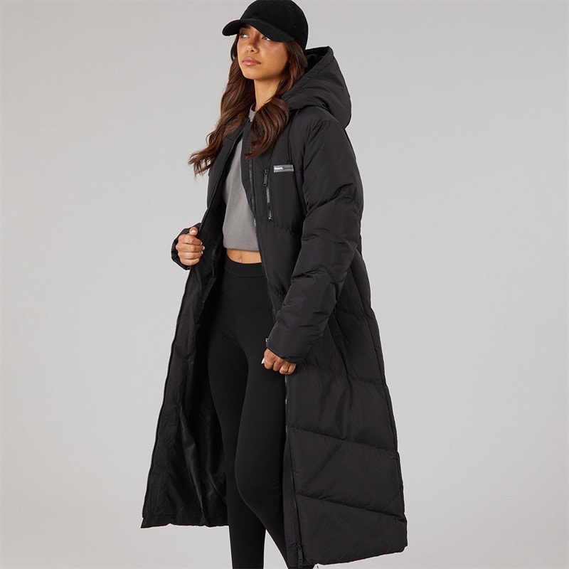 Bench Womens Eloraina Long Hooded Puffer Coat Black