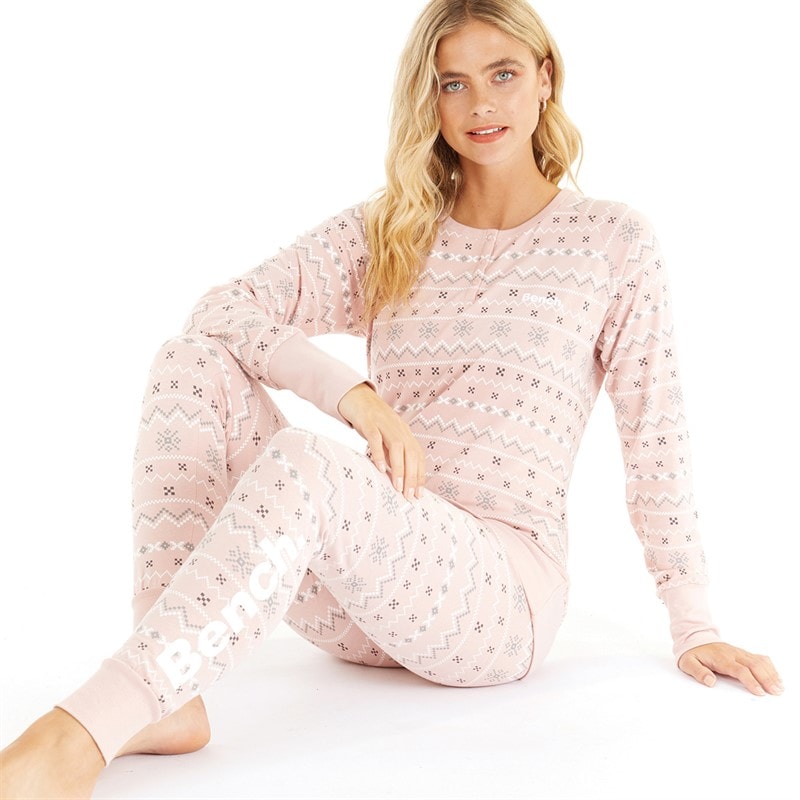 Bench Womens Soffi Loungewear Set Dusky Pink Fairisle