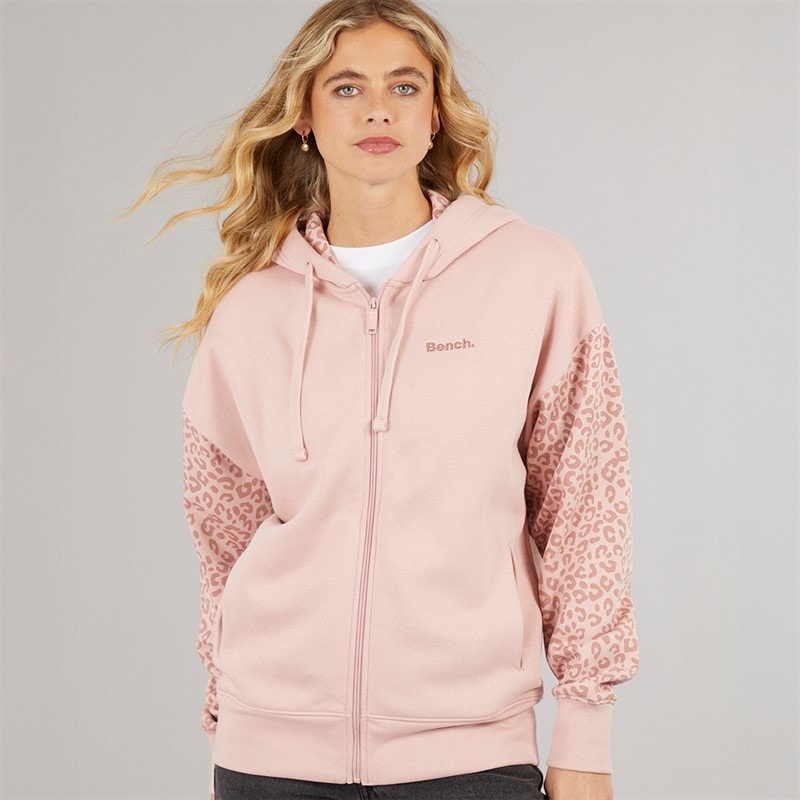 Bench Womens Liney Zip Thru Hoodie Light Dusky Pink