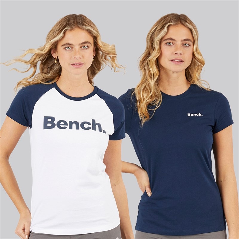 Bench Womens Nerissa Two Pack T-Shirts White/Navy