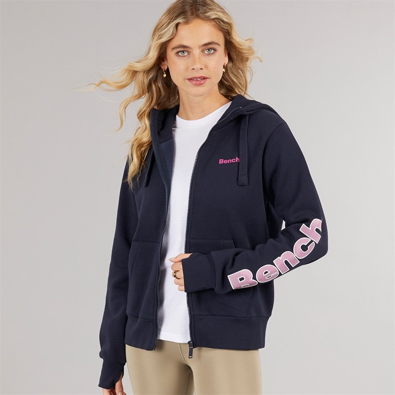 Bench Womens Darcine Zip Thru Hoodie Navy