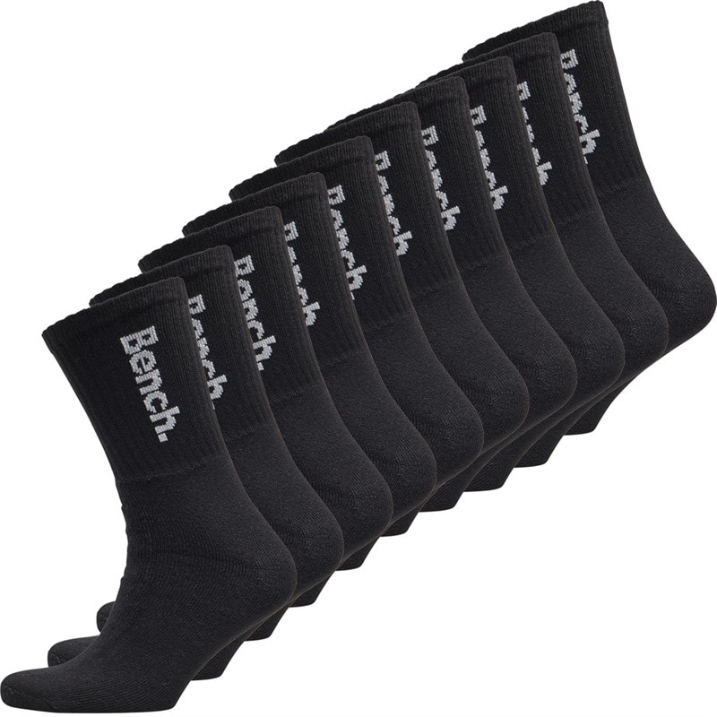 Bench Mens Apollo Ten Pack Cushioned Crew Socks Black/White