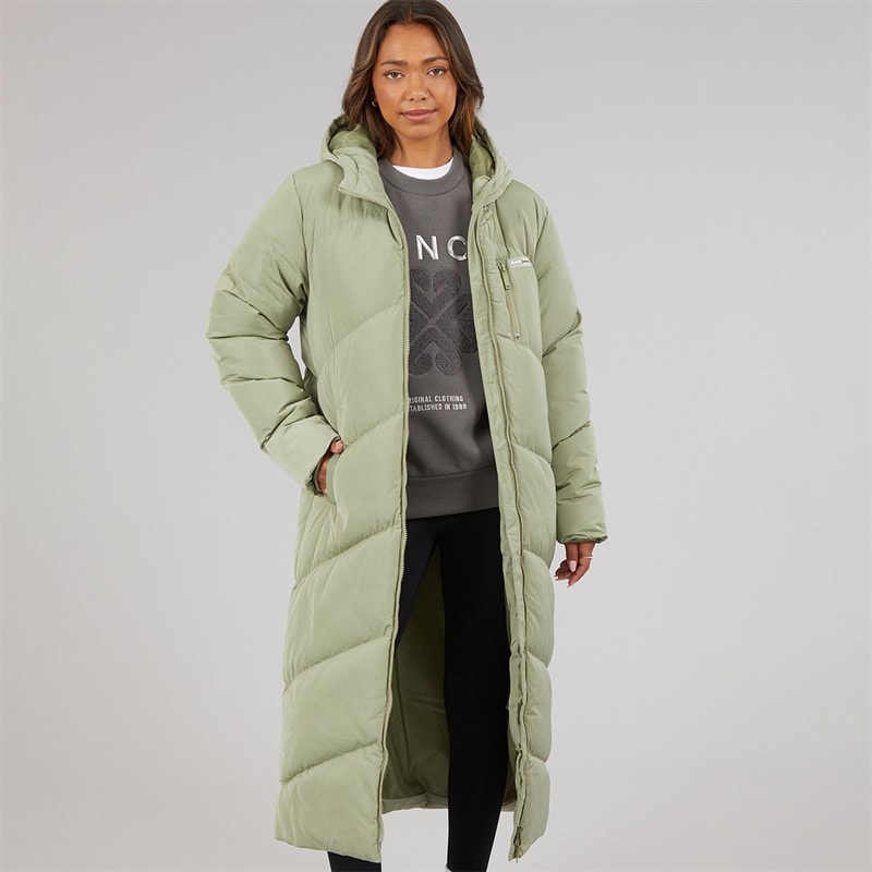 Bench Womens Eloraina Long Hooded Puffer Coat Light Khaki