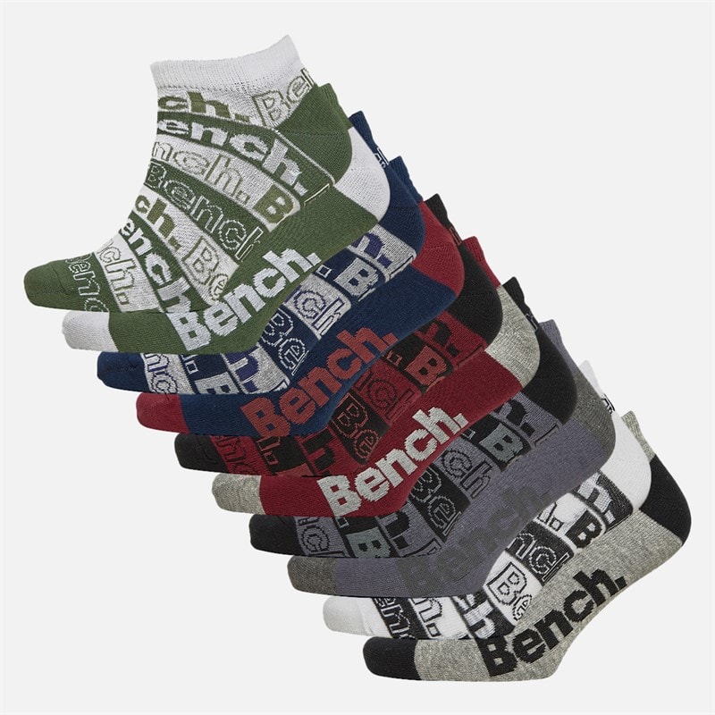 Bench Mens Dant Ten Pack Trainer Socks Assorted