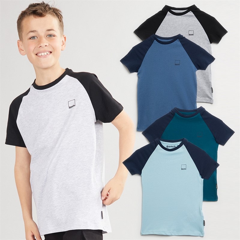 Bench Boys Marster Five Pack T-Shirts Grey Marl/Ice/Teal/White/Slate Blue