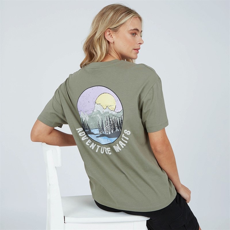 Bench Womens Oona T-Shirt Khaki Ash