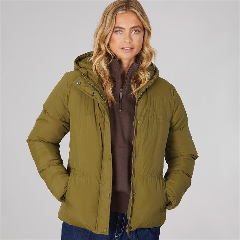 Bench Womens Willah Short Puffer Jacket Dark Olive