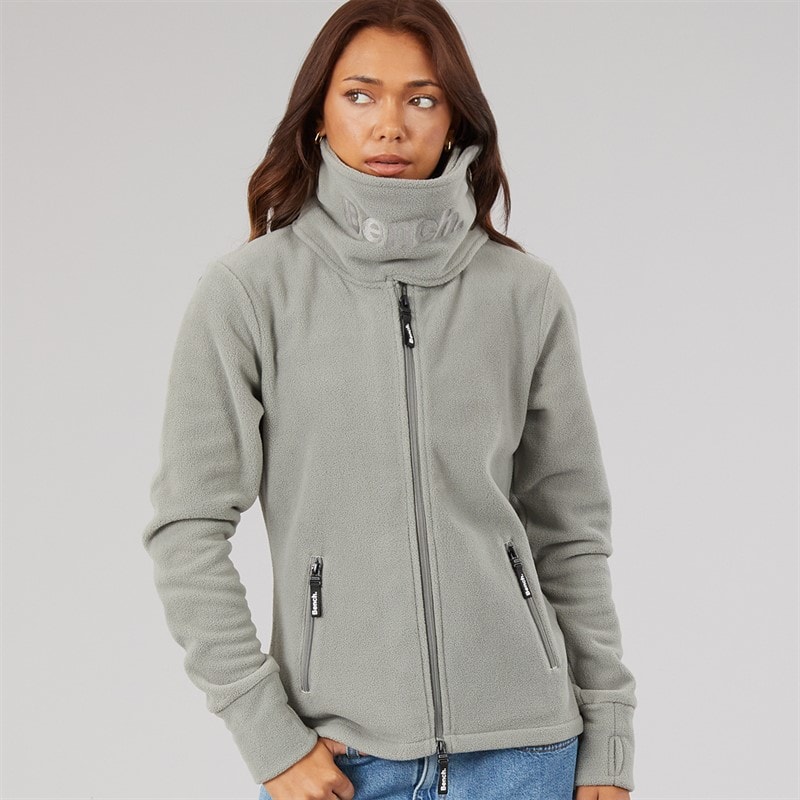 Bench Womens Funnel Microfleece Track Top Graphite Grey