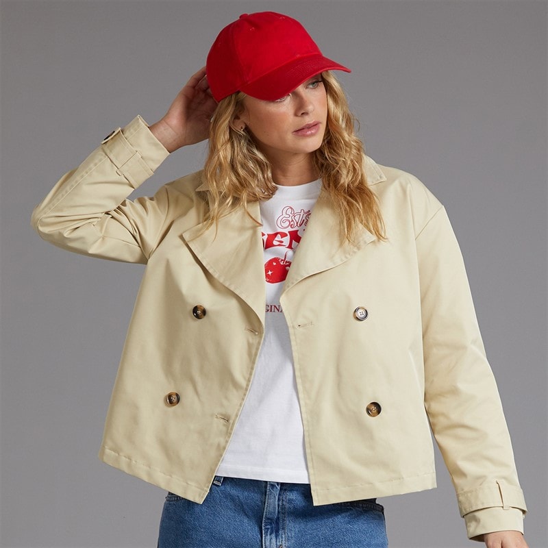 Bench Womens Hip Length Trench Coat Beige