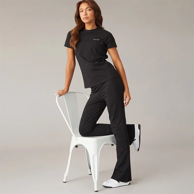 Bench Womens Heatha Crew T-Shirt And Flared Leggings Set Black