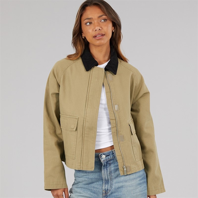 Bench Womens Tayah Cropped Length Utility Coat Beige