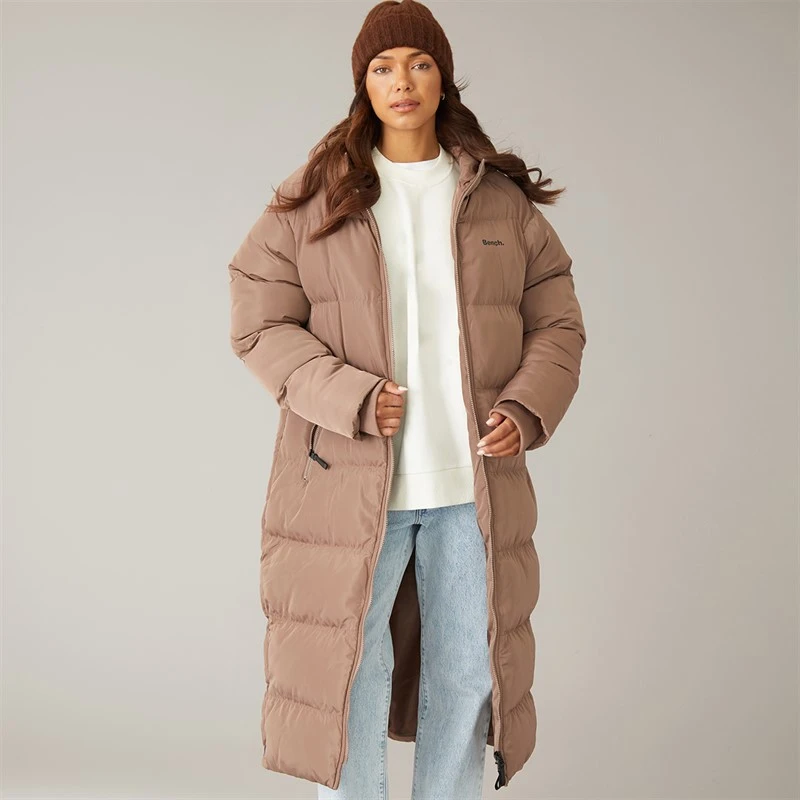 Bench Womens Ryelle Maxi Length Puffer Coat Light Brown