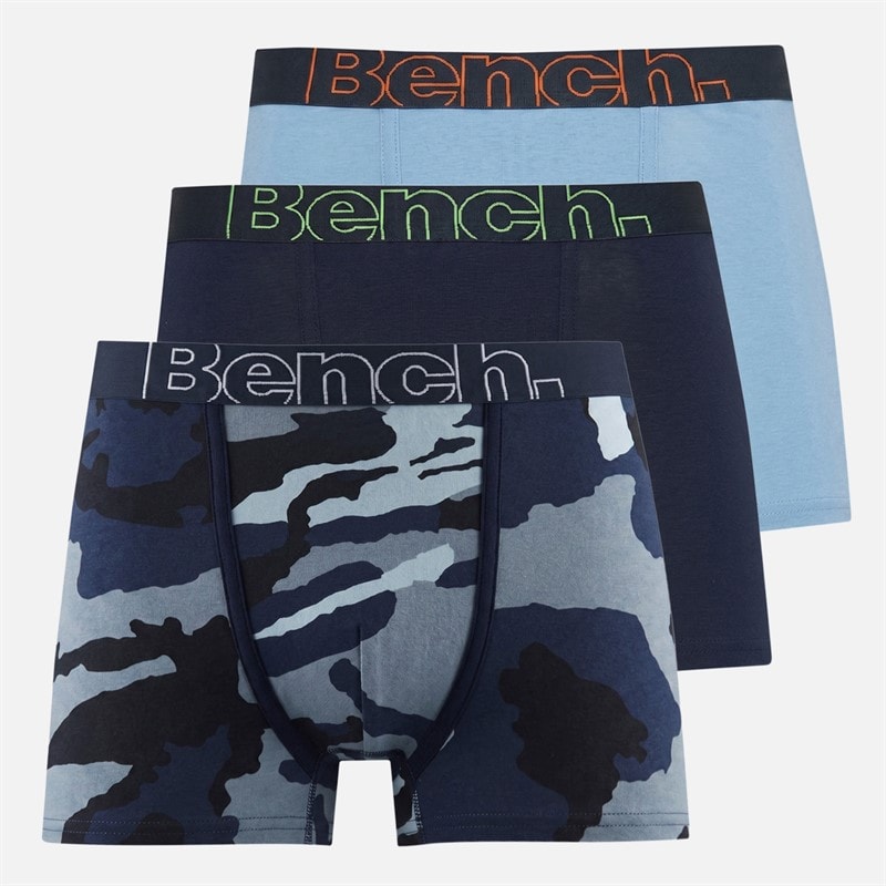 Bench Boys Garvon Three Pack Boxer Shorts Camo AOP/Navy/Steel Blue Camo Aop,Navy,Steel Blue