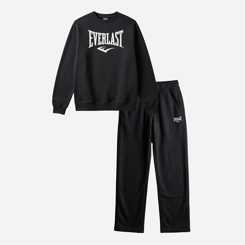 Everlast Mens Logo Crew Neck And Joggers Set Black Beauty