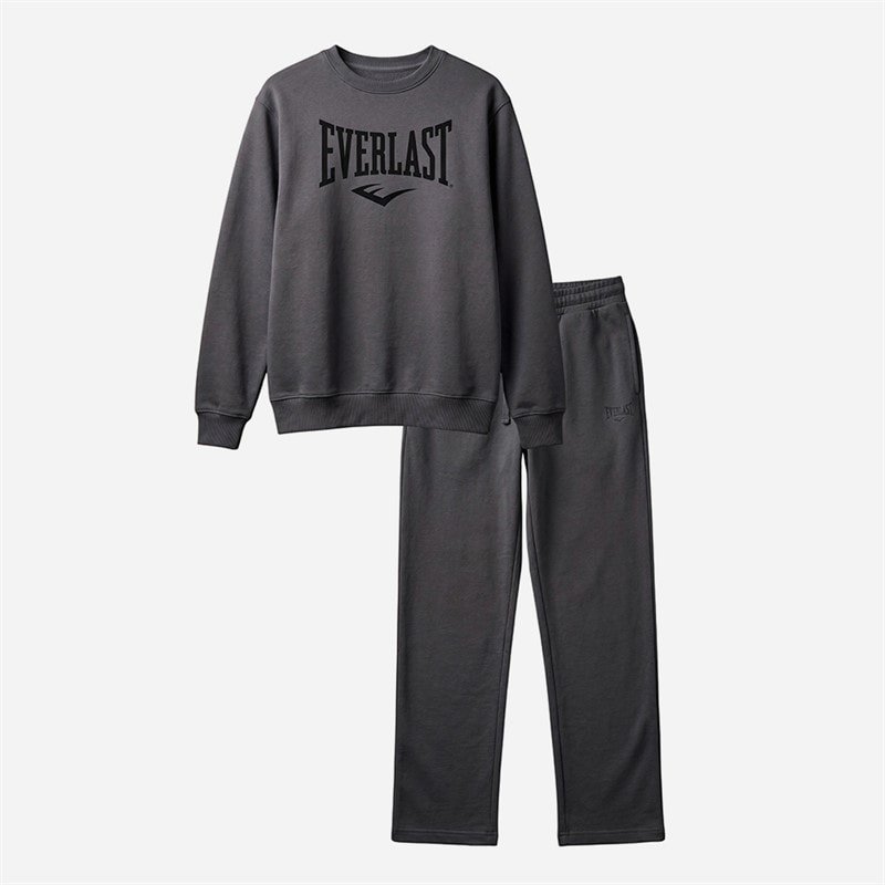 Everlast Mens Logo Crew Neck And Joggers Set Ashpalt