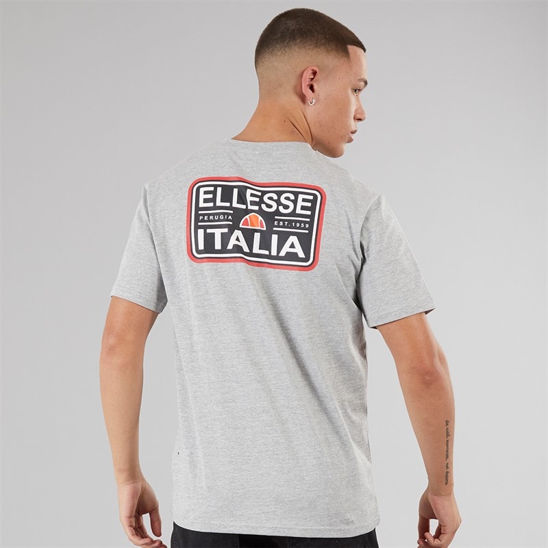 Ellesse Mens Benzina Heritage Back Logo T-Shirt Grey Marl