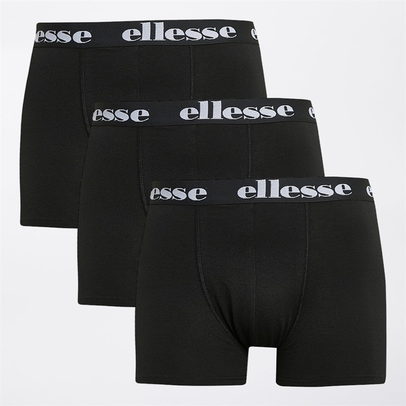 Ellesse Mens Three Pack Boxer Trunks Black