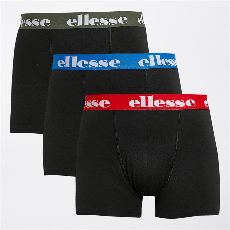 Ellesse Mens Three Pack Boxer Trunks Blue/Red/Khaki