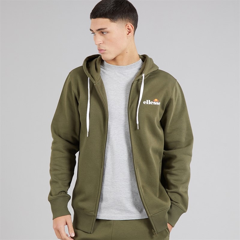Ellesse Mens Klemerio Full Zip Hoodie Khaki