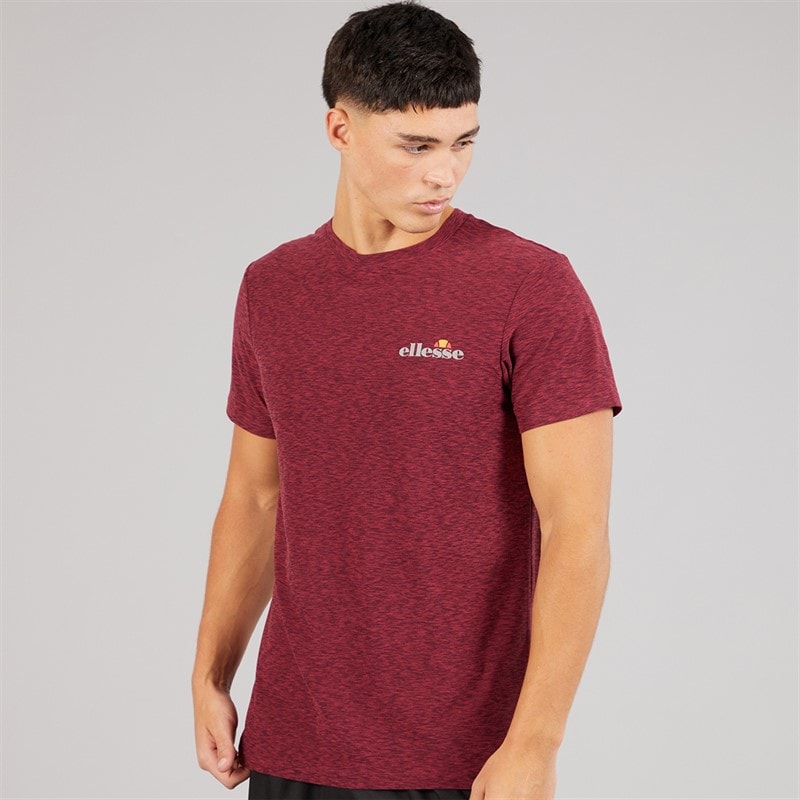 Ellesse Mens Dundalk Running Top Burgundy Marl