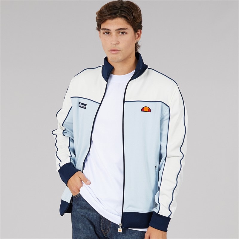 Ellesse Mens Libros Full Zip Track Jacket Off White/Light Blue