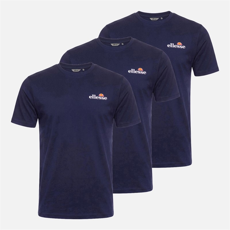 Ellesse Mens Aveni Three Pack T-Shirts Navy
